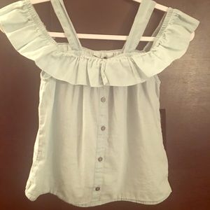 Girls light blue jean top for girls.  Size 14/16